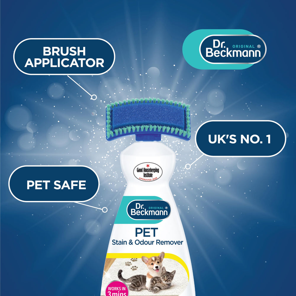 Dr. Beckmann remover brush head applying formula on fabric