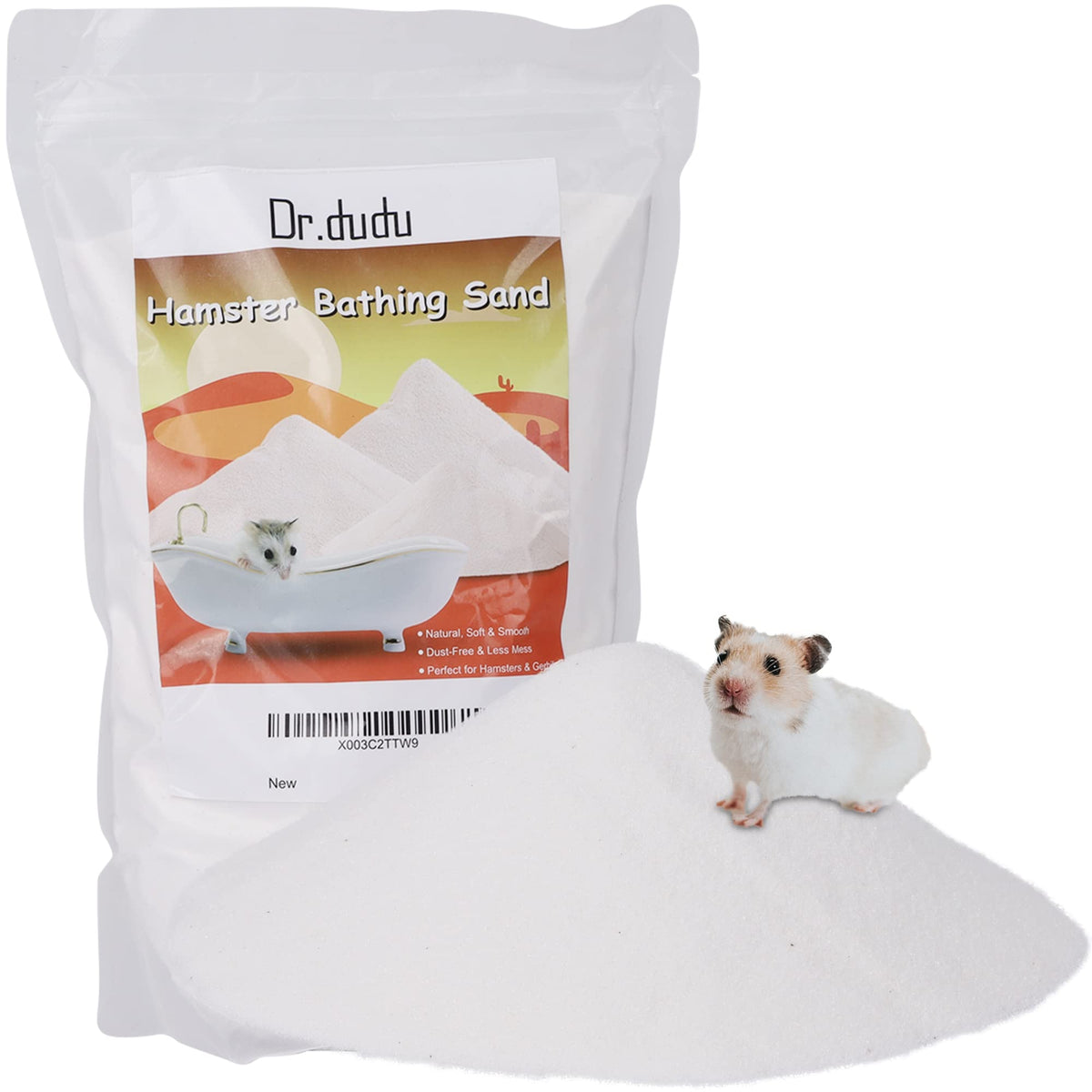 DR.DUDU hamster bath sand 6.6lb ready for gentle, cleansing baths.