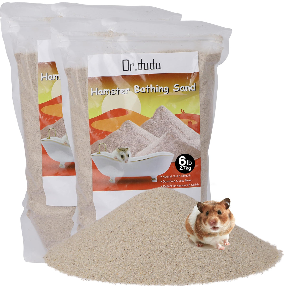 DR.DUDU hamster bath sand beige 12lb bag supports natural grooming for small pets.