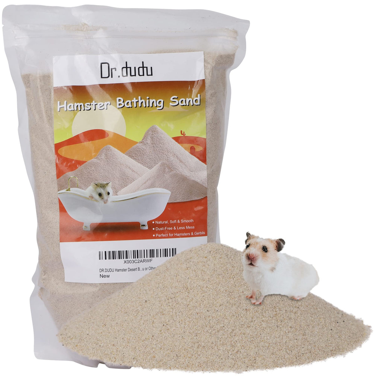DR.DUDU hamster bath sand dust-free for gentle cleansing and oil absorption.