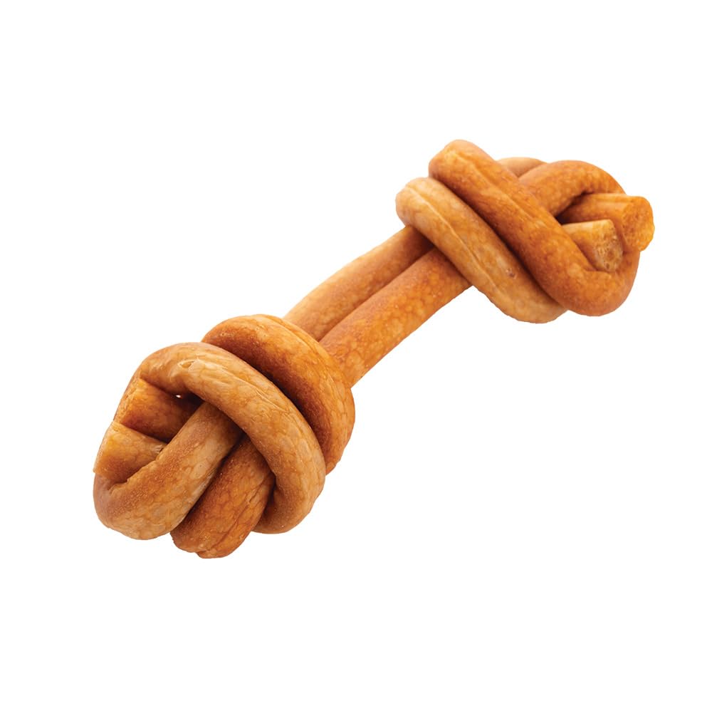 DreamBone CollaYUMS Knots Plus Chews with chicken, vegetables and peanut butter flavors.