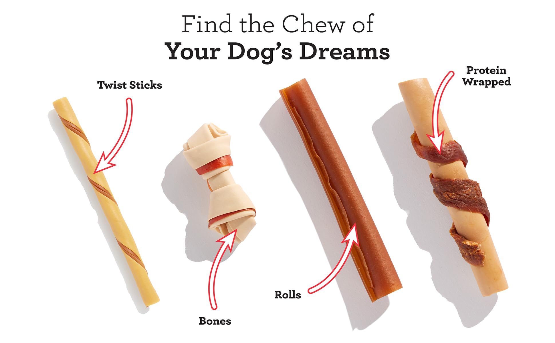 DreamBone Twist Sticks twist shape, attractive chew that dogs enjoy