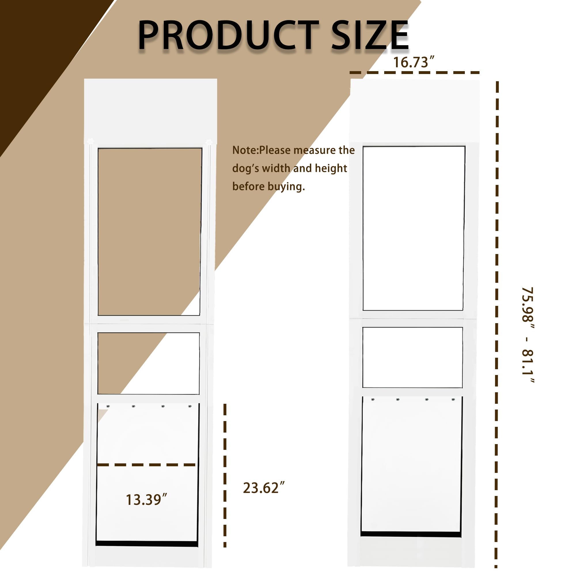 Dreampedal XL dog door adjustable height allows precise fit for your door