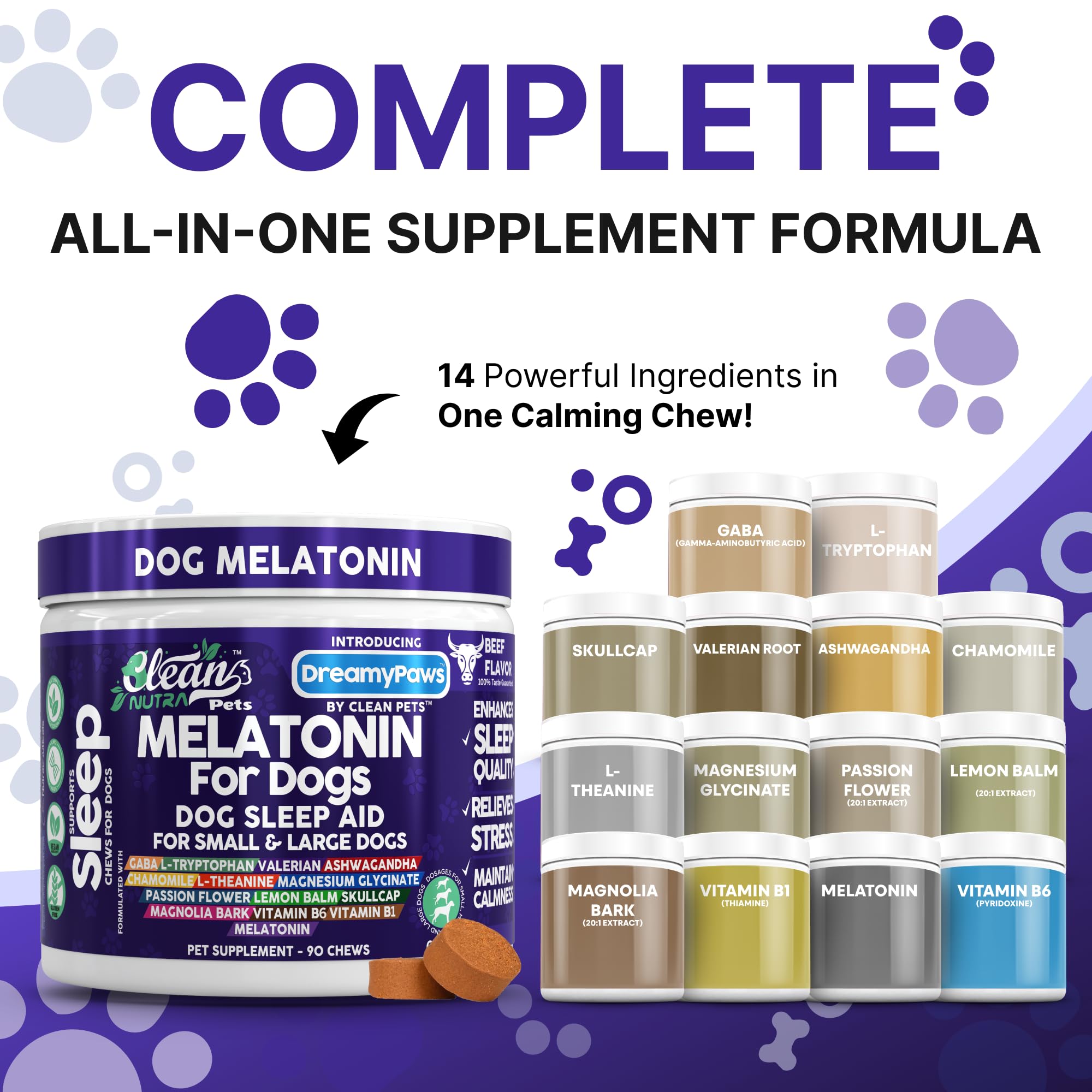Dreamy Paws melatonin chews close-up texture supporting restful sleep for dogs.