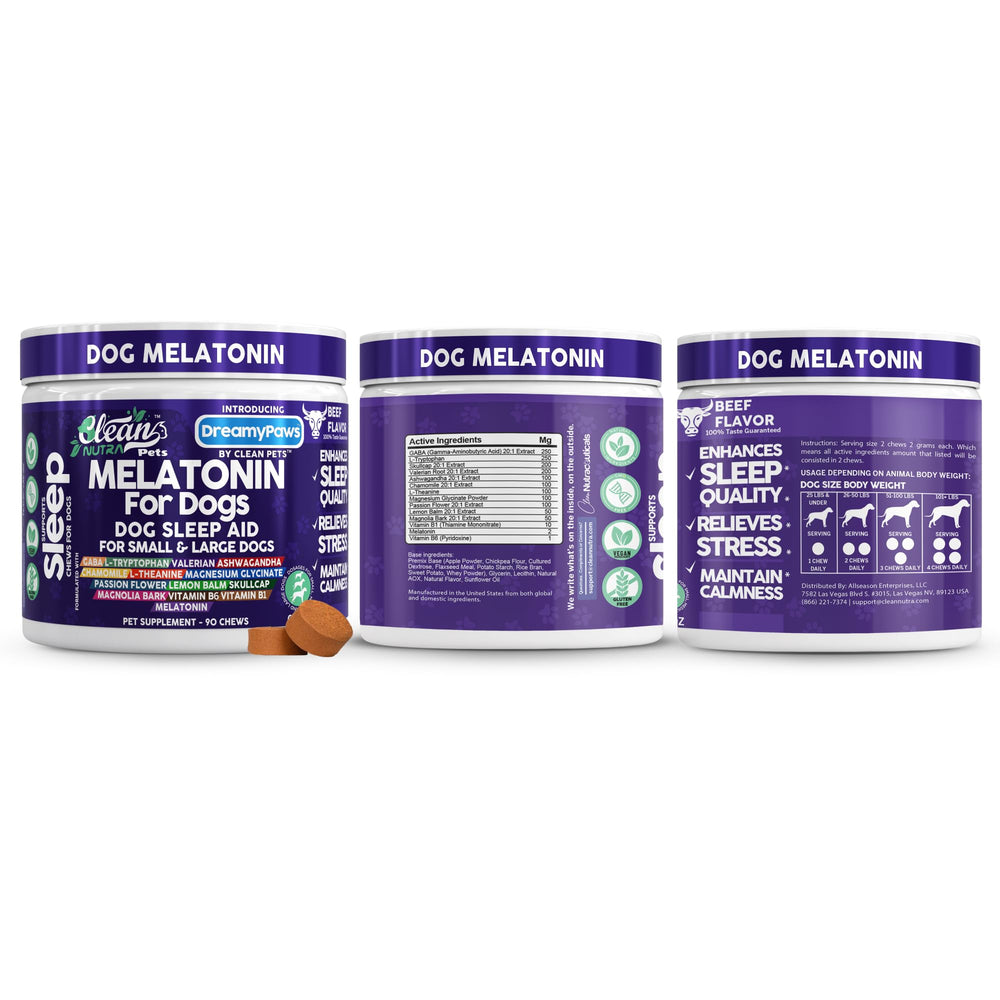Beef flavor Dreamy Paws chews ideal for nightly routines without messy liquids.