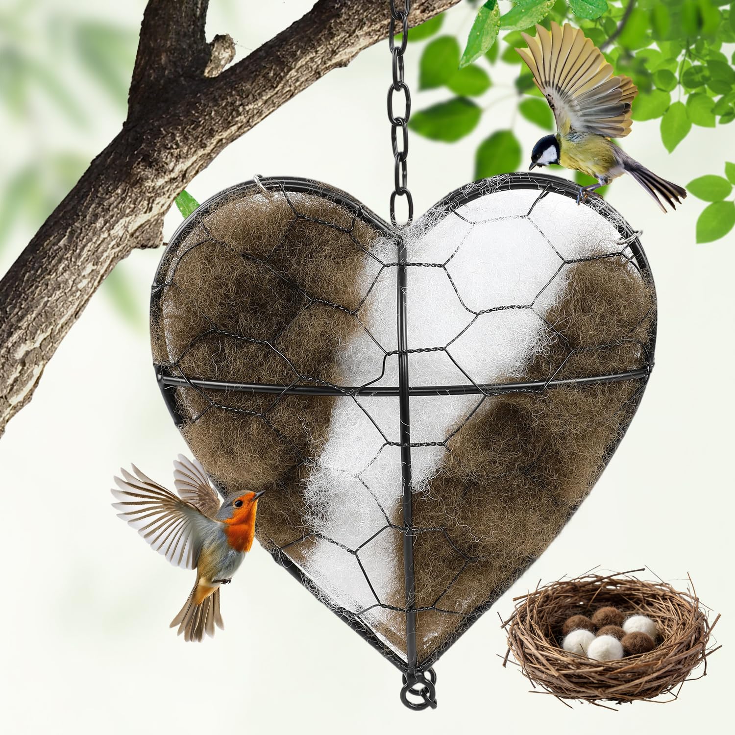 DreaVant nesting heart in alpaca fiber provides a cozy shelter for wild birds.