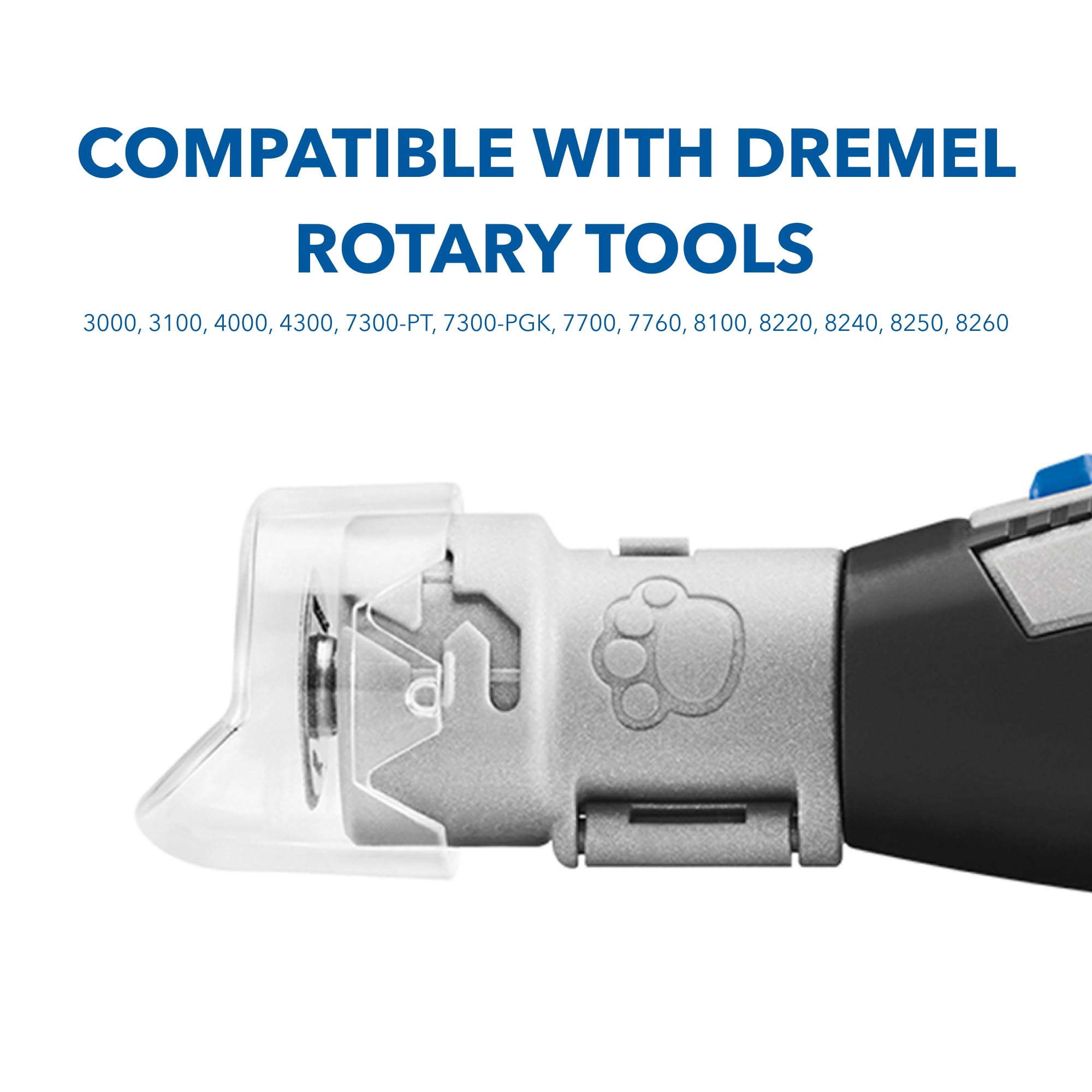 Dremel nail guard includes dust and fur guard during nail trimming.