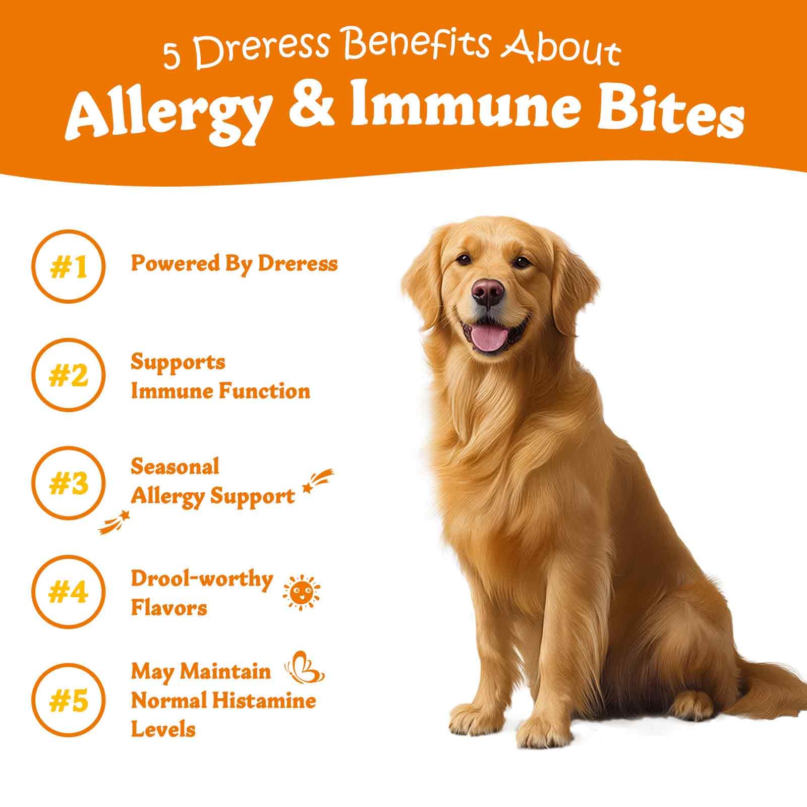 Dreress lamb-flavor dog allergy chews on kitchen counter for everyday itch relief.