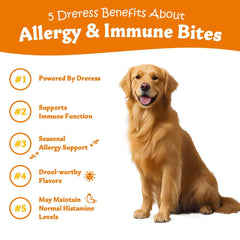 Dreress lamb-flavor dog allergy chews on kitchen counter for everyday itch relief.