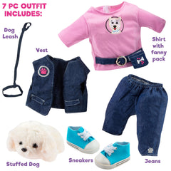 Dress Along Dolly 18-inch doll T-shirt included for stylish everyday play.