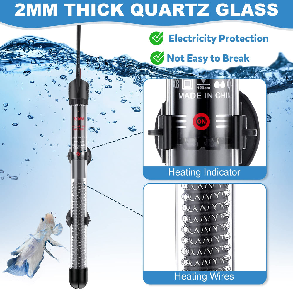 Dreyoo 2-set heater suitable for freshwater and saltwater tanks.