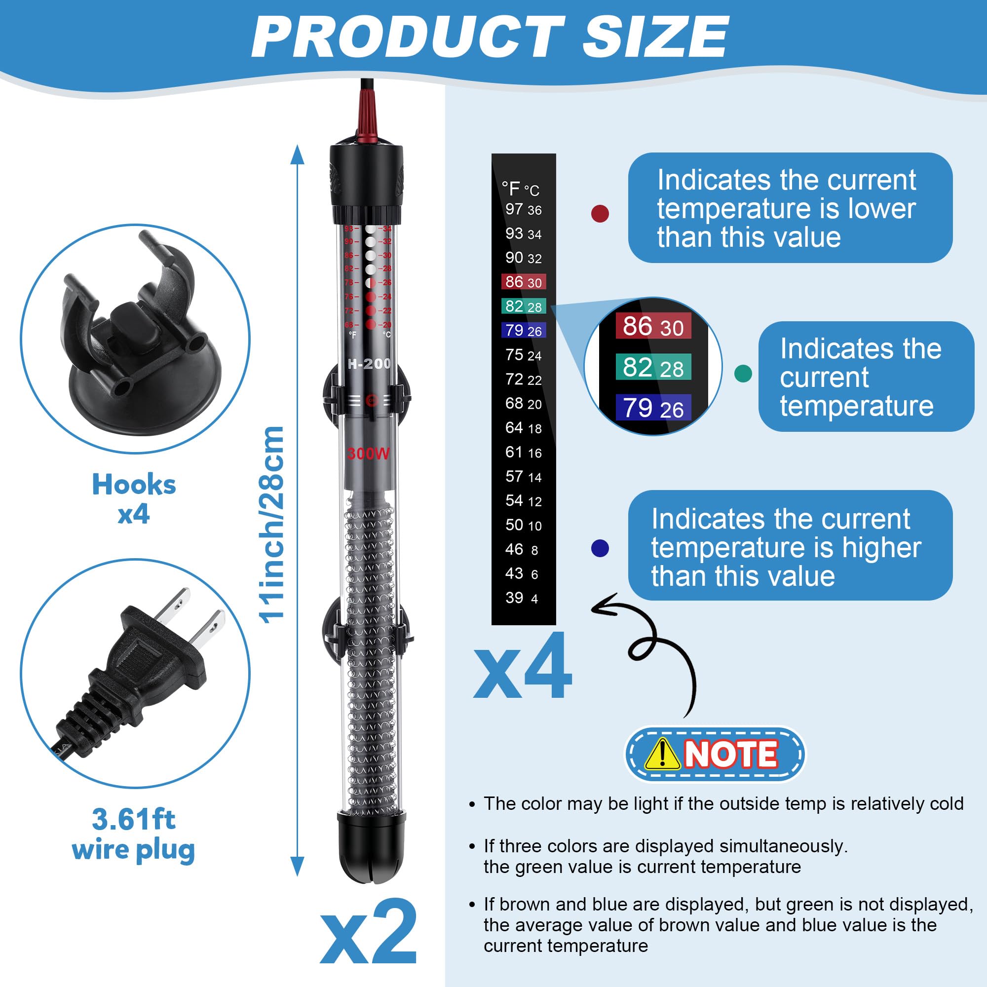 Dreyoo aquarium heater with suction cups for secure mounting.