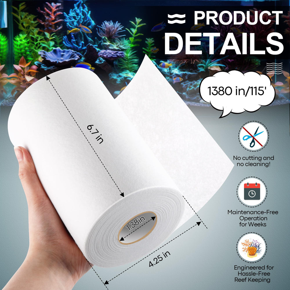 Dreyoo fleece roll unspools across the tank delivering efficient filtration