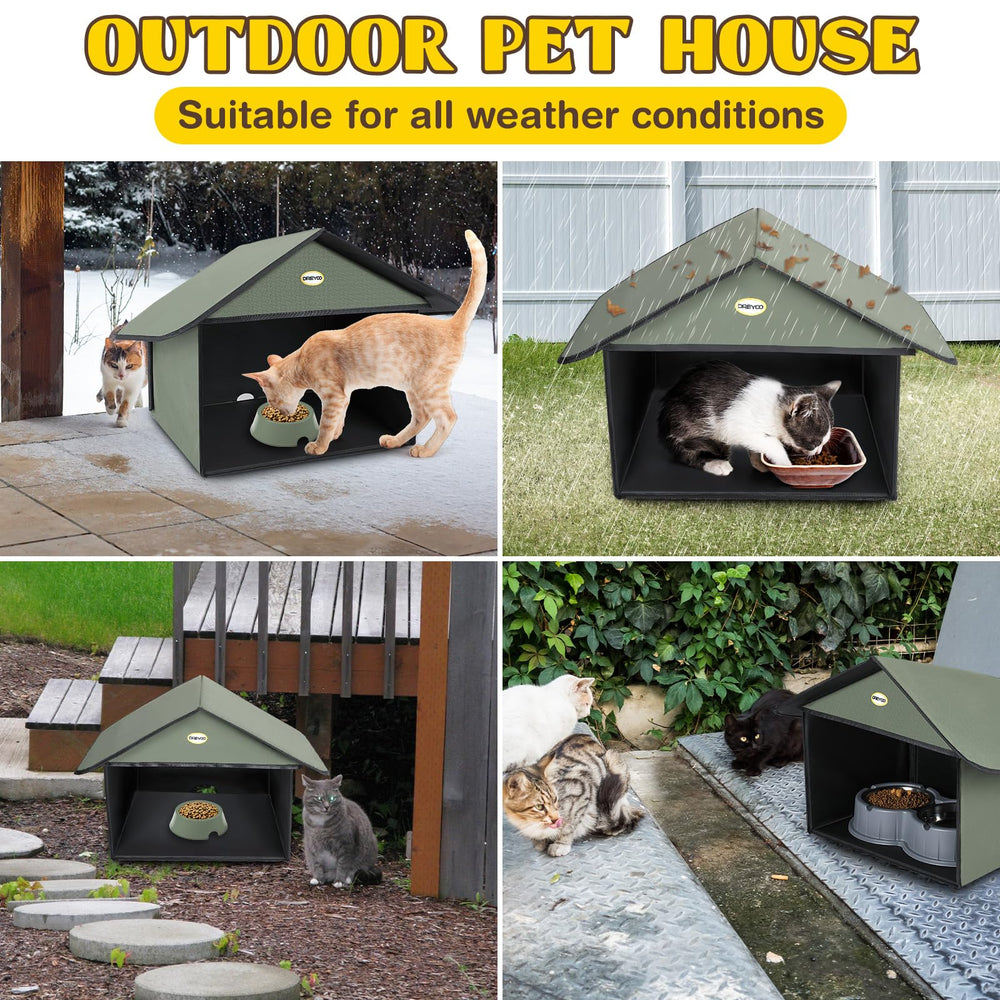 Dreyoo collapsible outdoor cat shelter with tool-free assembly
