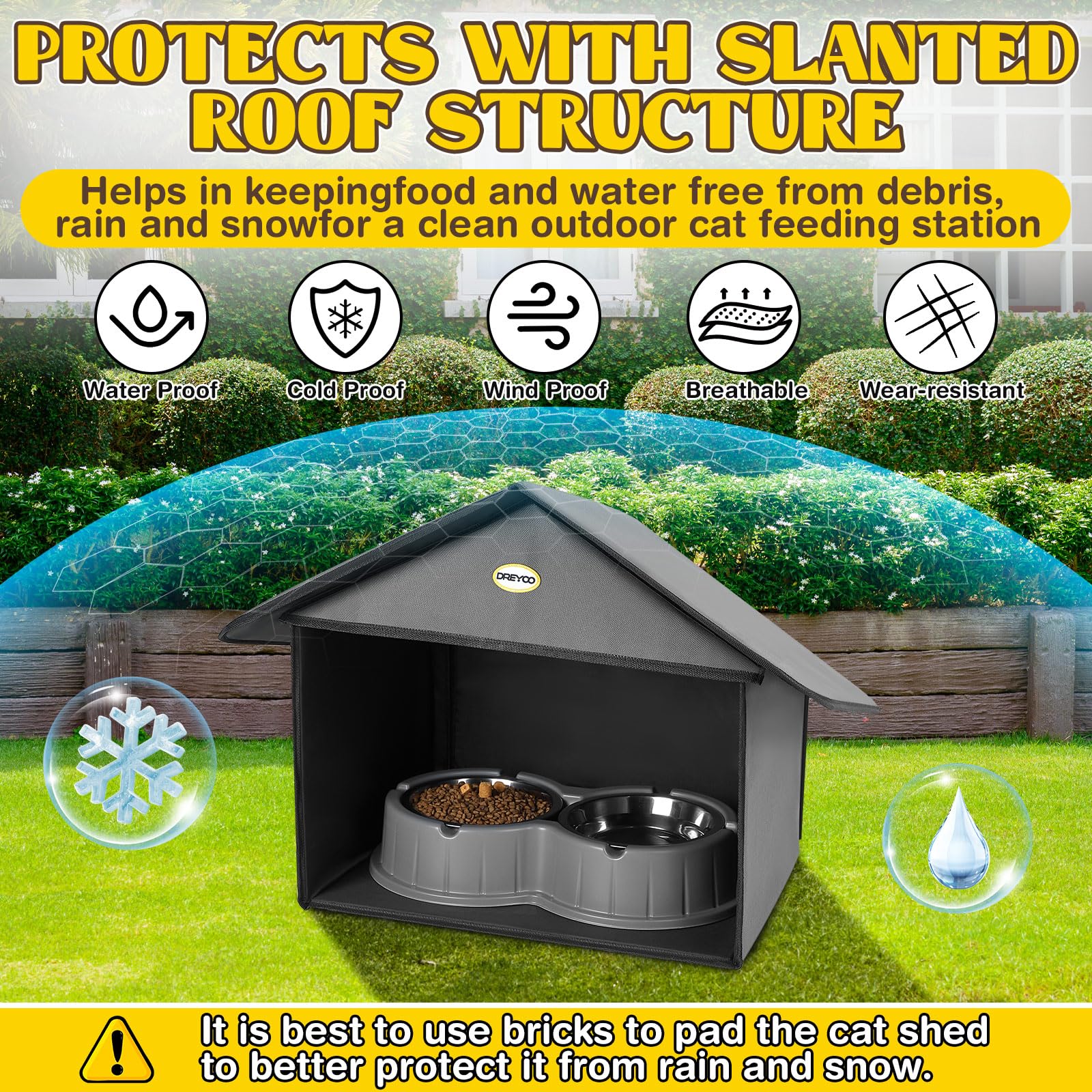 Dreyoo compact 13D x 17W x 15.5H shelter fits small spaces.