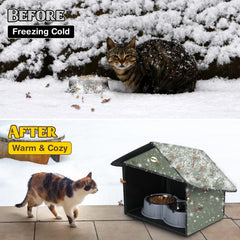 Dreyoo front view of the cat feeding station for outdoor dining
