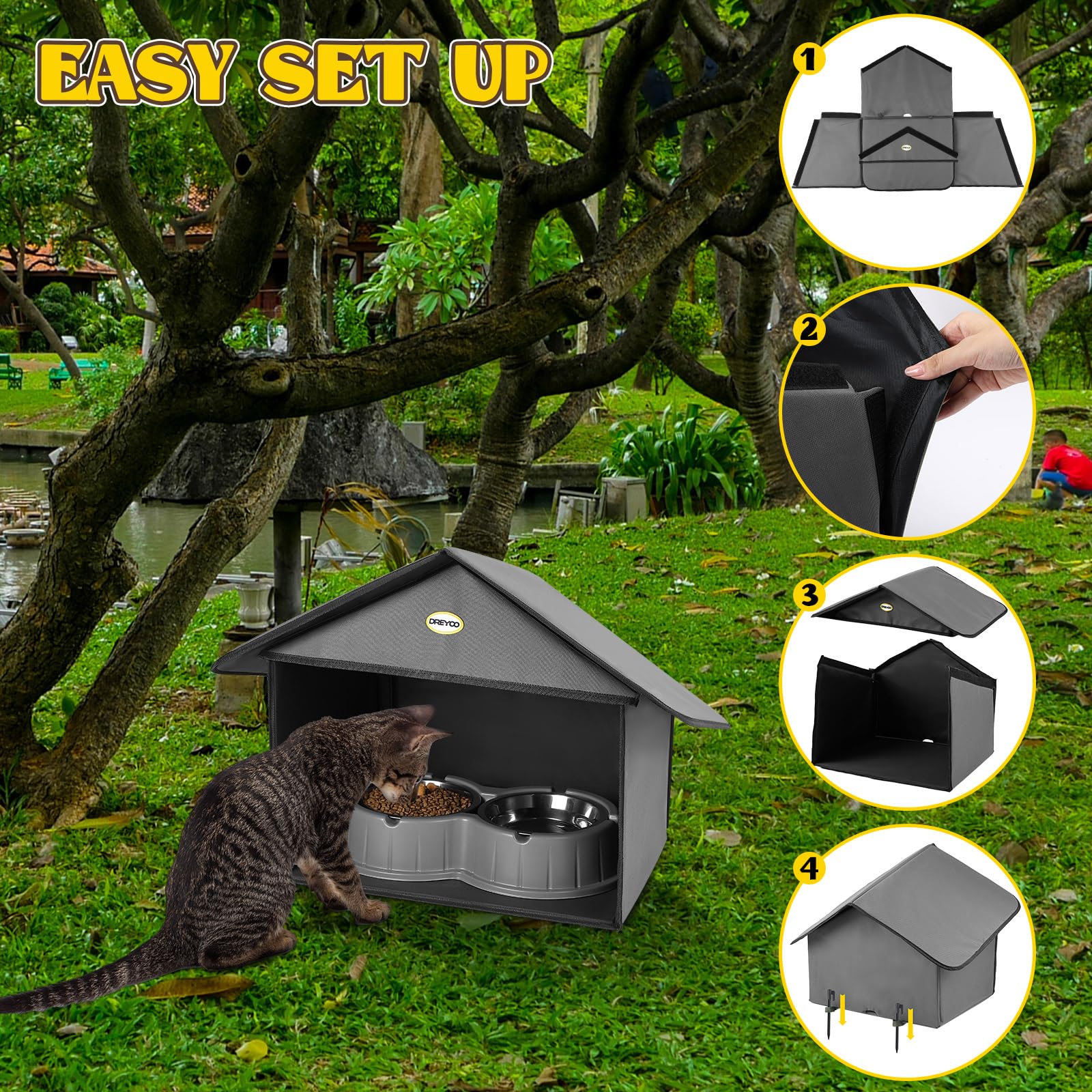 Dreyoo collapsible design allows quick, tool-free setup.