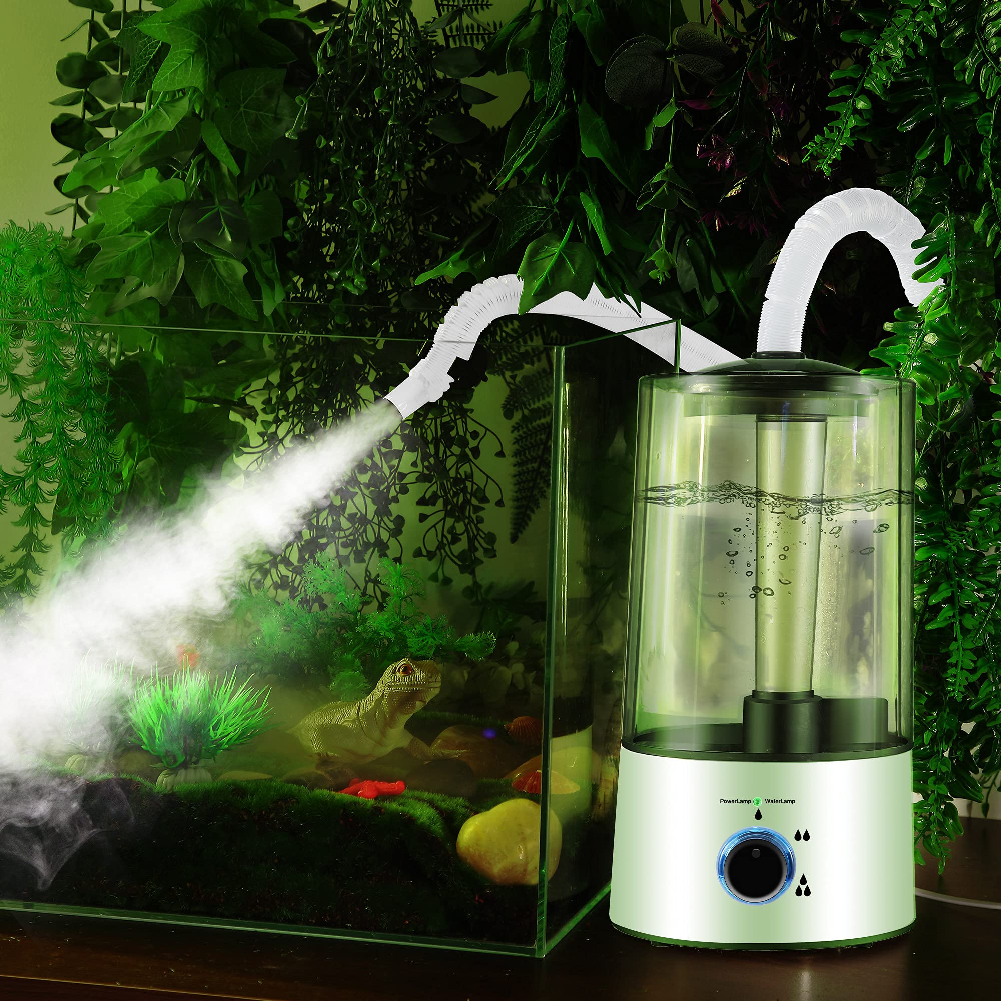 Dreyoo Reptile Humidifier hose assembly shows adjustable reach for terrariums.
