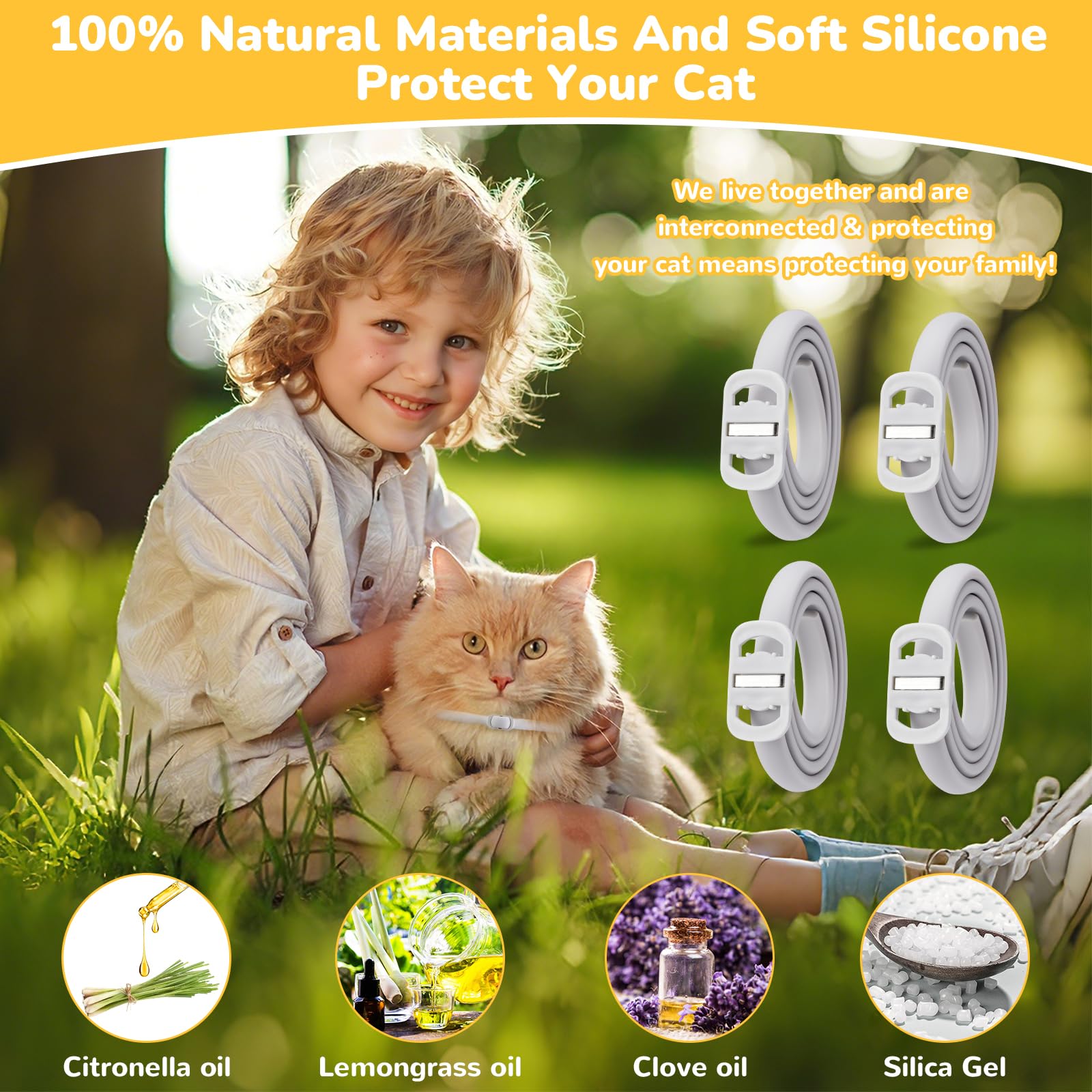 DrFlito flea collar adjustable fit demonstrated on a cat neck