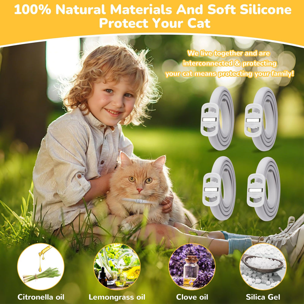 DrFlito flea collar adjustable fit demonstrated on a cat neck