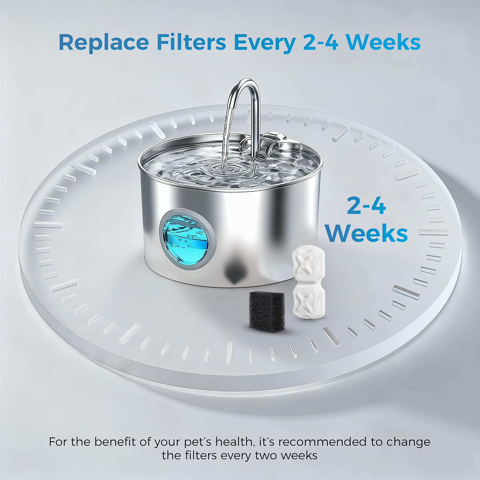 DrFlito easy installation image shows quick fountain filter swap