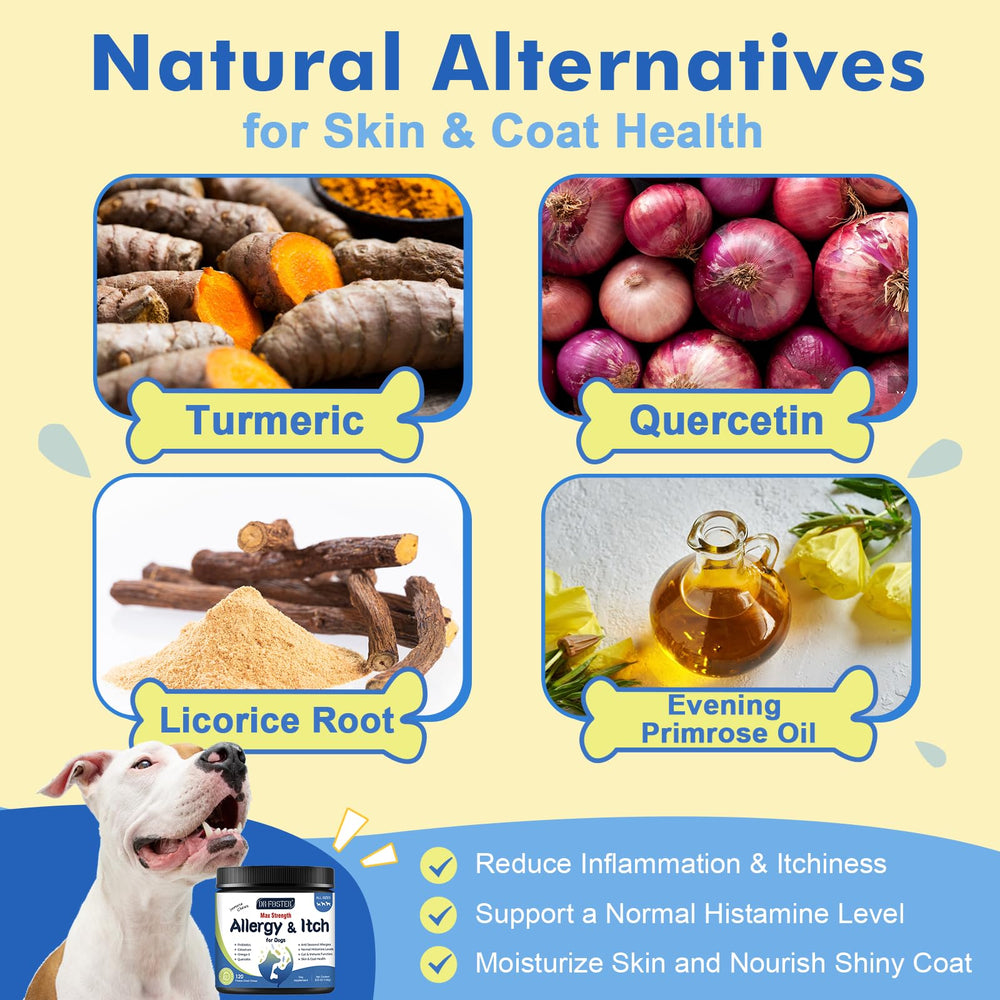 DRFOSTER dog allergy chews closeup bite emphasizes tasty chicken flavor your dog will enjoy.