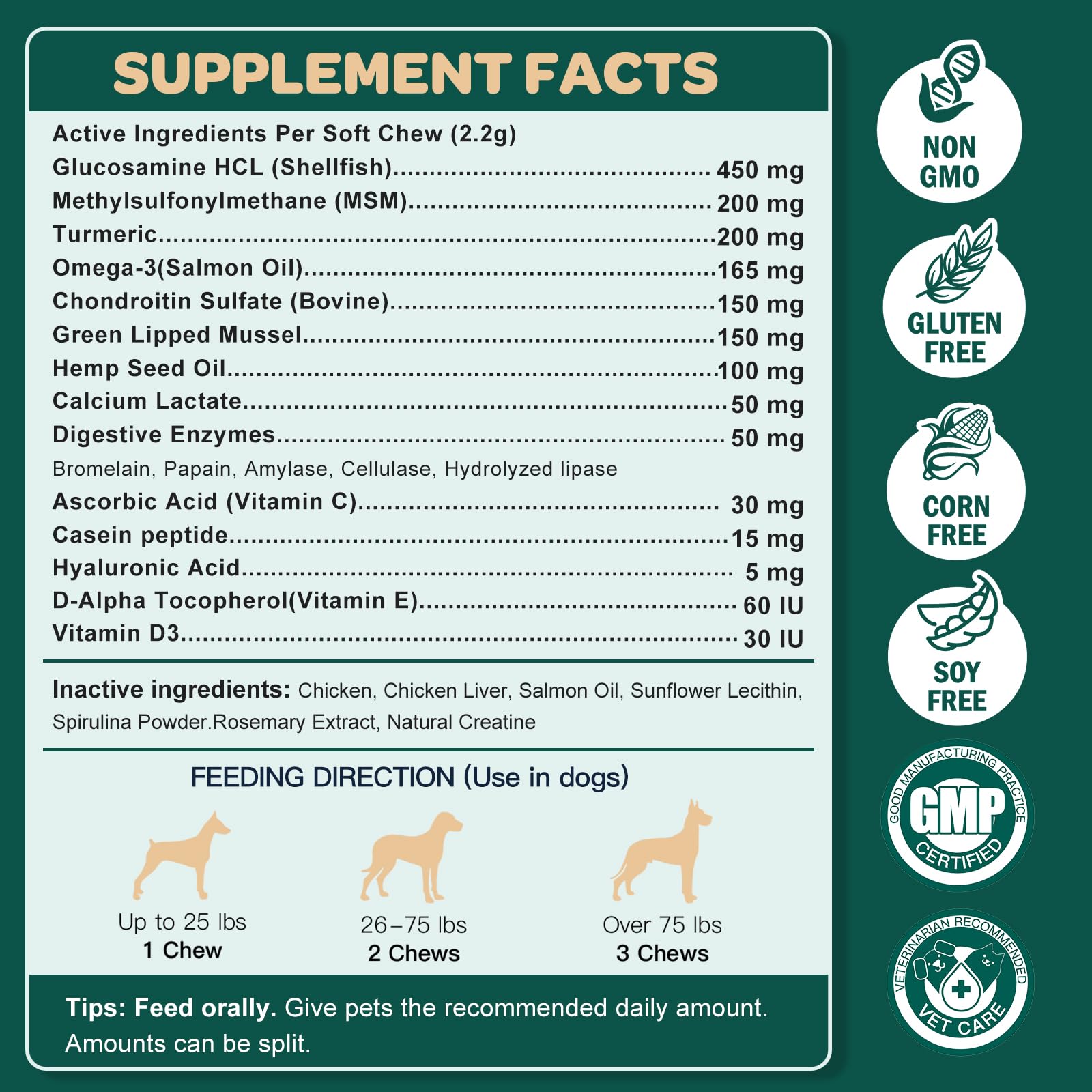 Chicken flavor jar label highlights tasty daily supplements for dogs