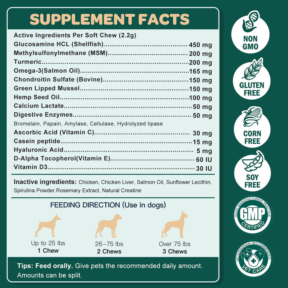 Chicken flavor jar label highlights tasty daily supplements for dogs