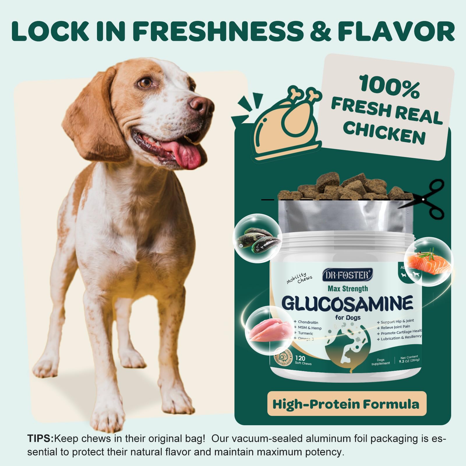 Dog-friendly chew promoting more comfortable movement in dogs