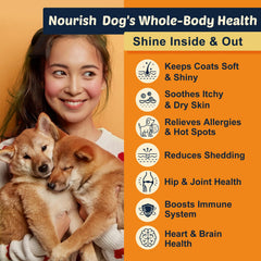 DRFOSTER Omega-3 dogs hip joint label emphasizes EPA/DHA and potential joint support benefits.