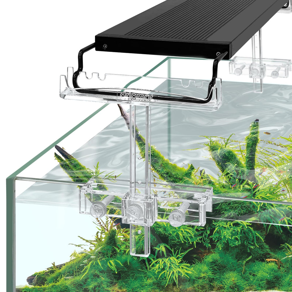 Driamor aquarium light riser adjustable bracket for balanced illumination and height control.