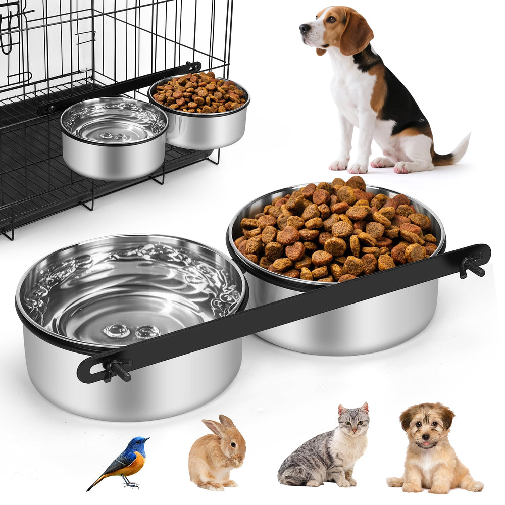 DricRoda dog crate water bowls integrated design for easy setup and spill-free feeding.