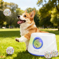 DRK INNOTECK dog ball launcher front view for home use and outdoor play.