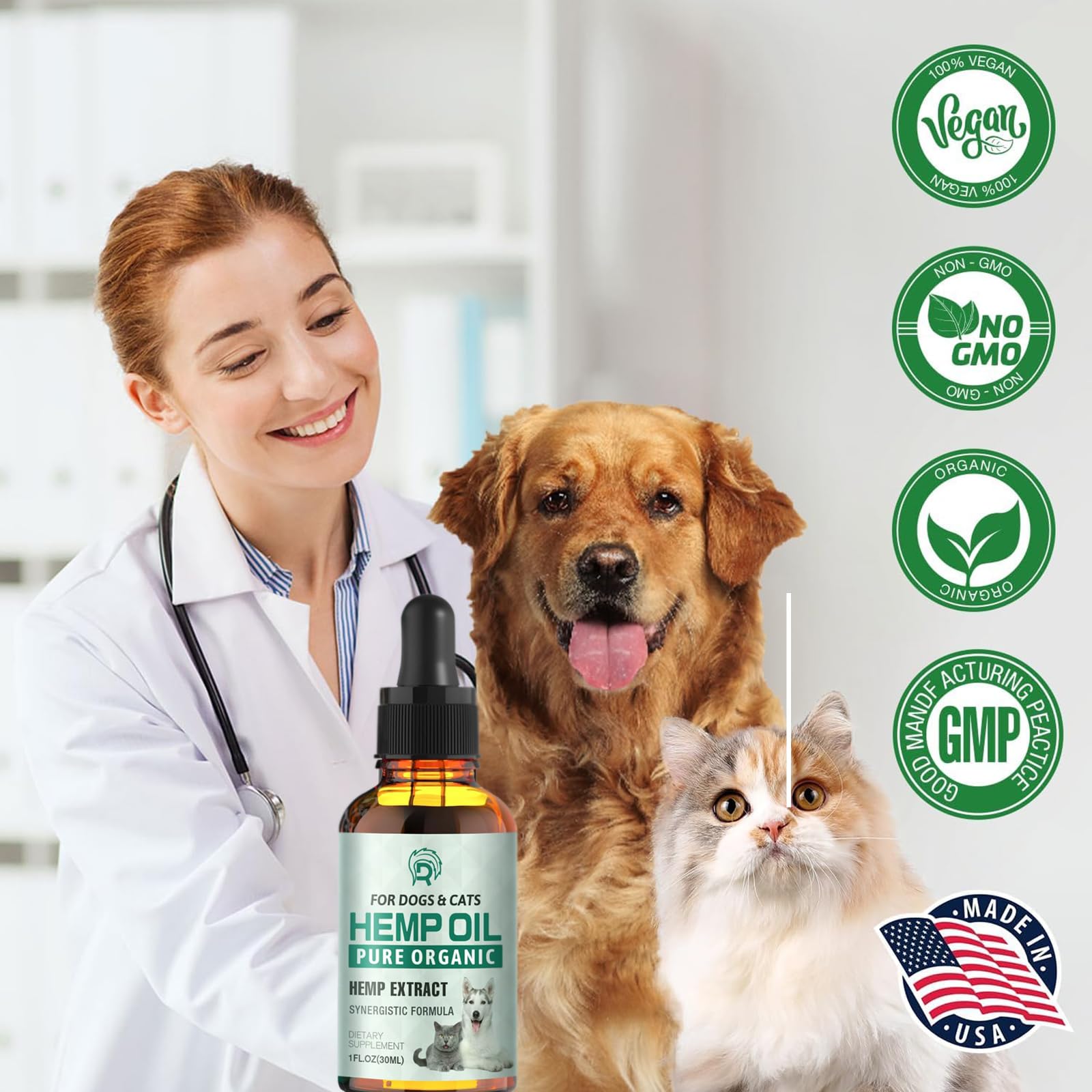 Drloton hemp oil drops cat usage calming nerves and supporting mobility.
