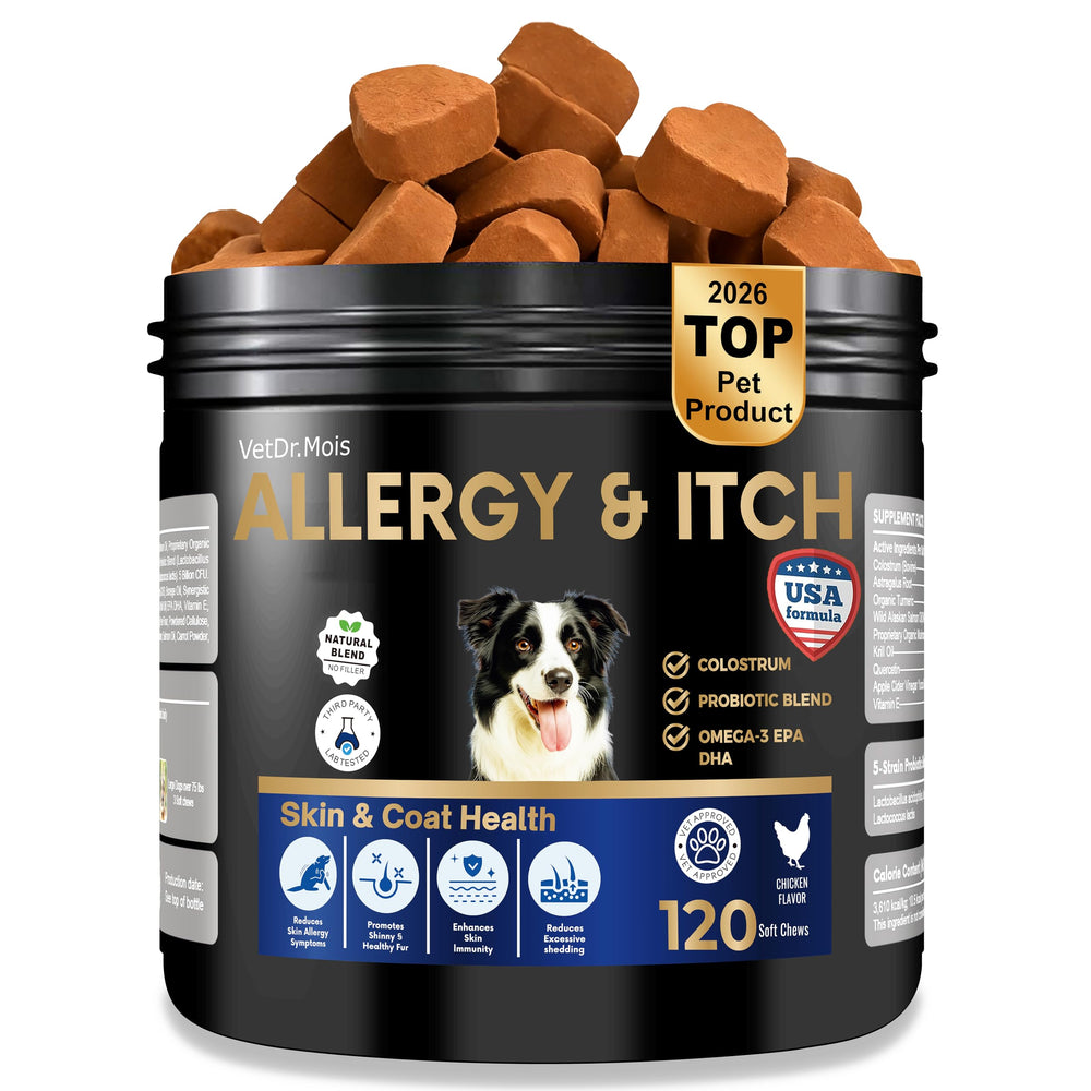 DRMOIS dog allergy chews paw-licking focus for skin comfort