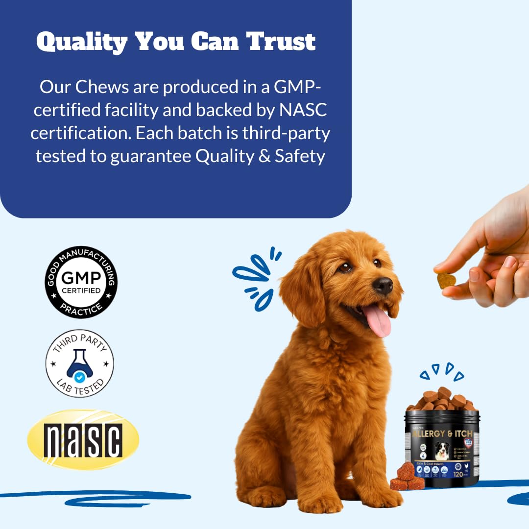 DRMOIS dog allergy chews probiotics focus for gut-skin balance
