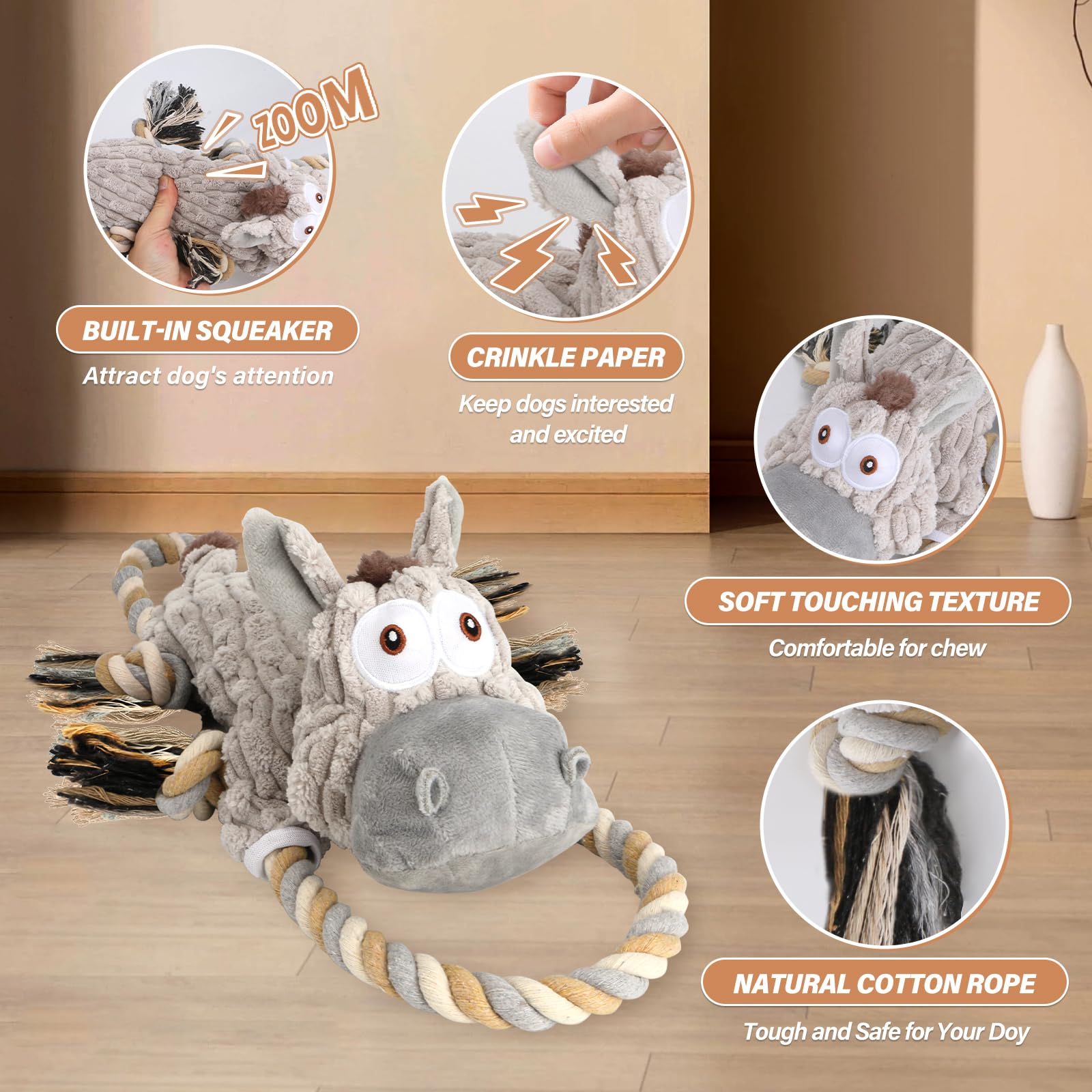Drmstow rope tug toy for dogs promotes interactive games and dental-friendly chewing