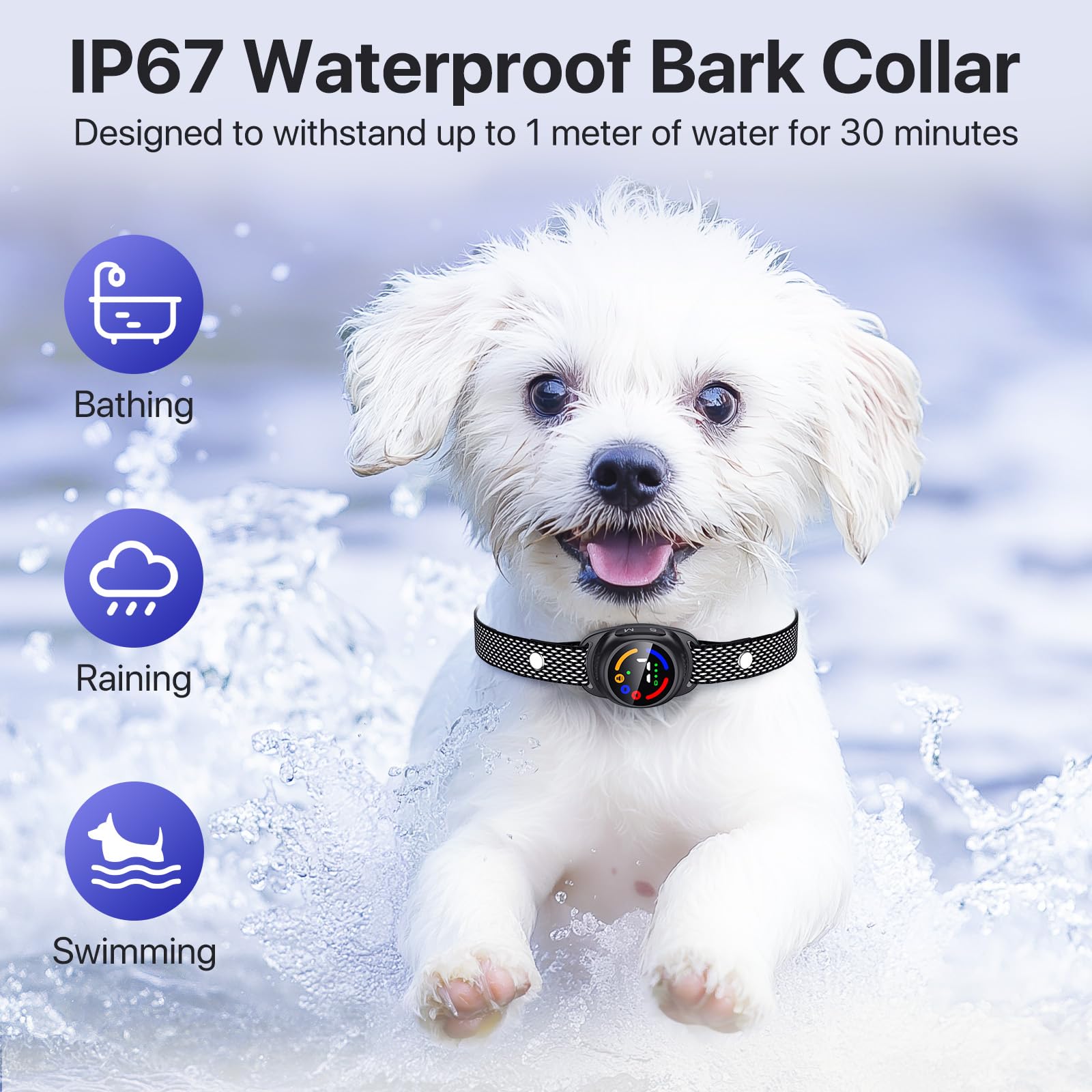 Drroon bark collar adjustable nylon strap ensures comfortable fit for dogs 5-60 lbs
