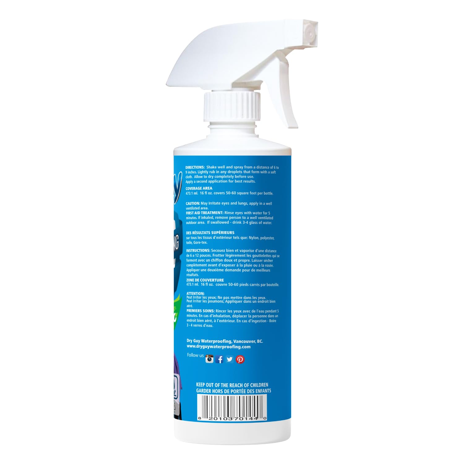 Dry Guy spray applied to a horse blanket to boost water repellency and breathability.