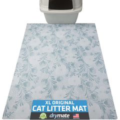 Drymate cat litter box mat with litter-trapping surface protects floors and reduces mess.