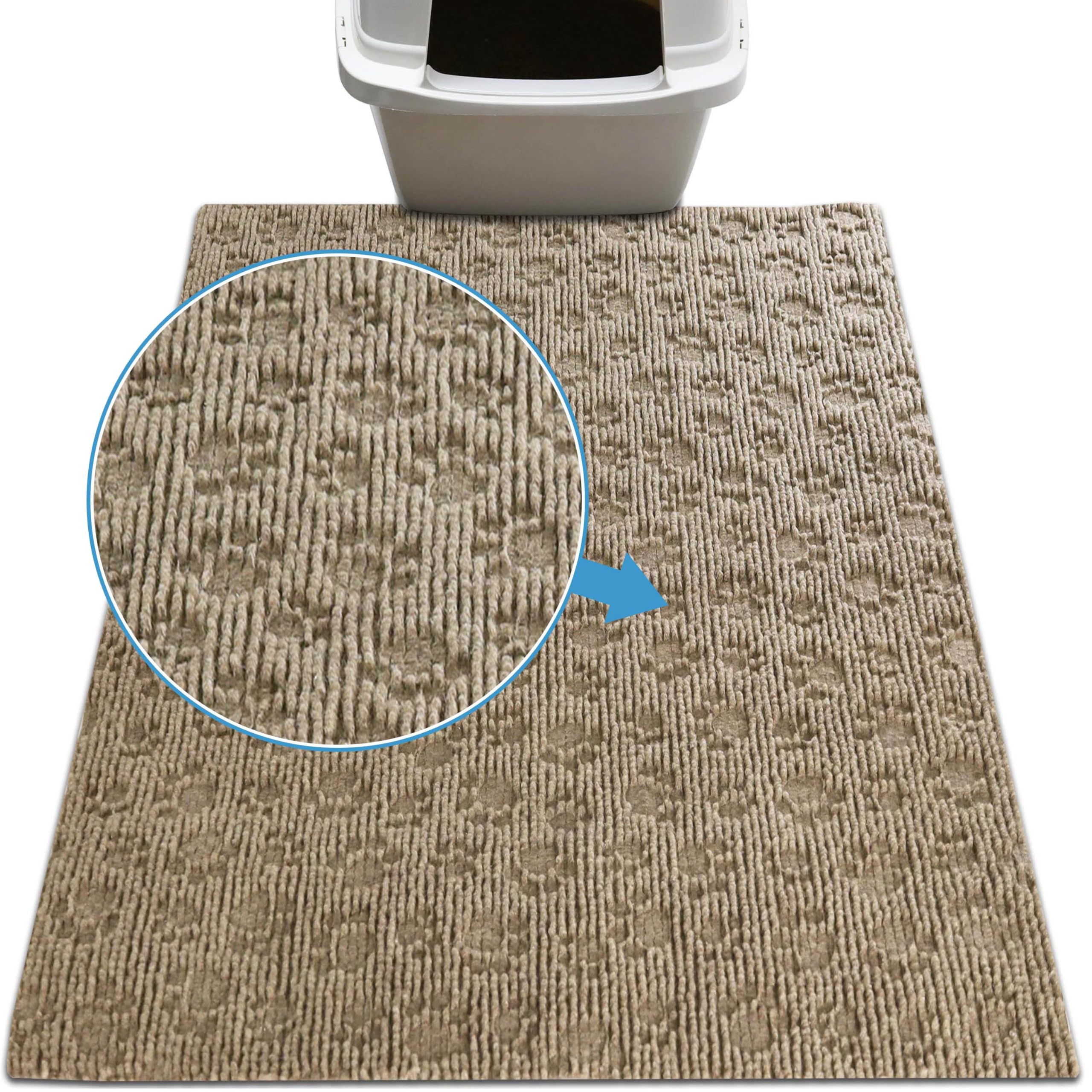 Drymate cat litter box mat top view highlights litter-trapping grooves for cleaner floors