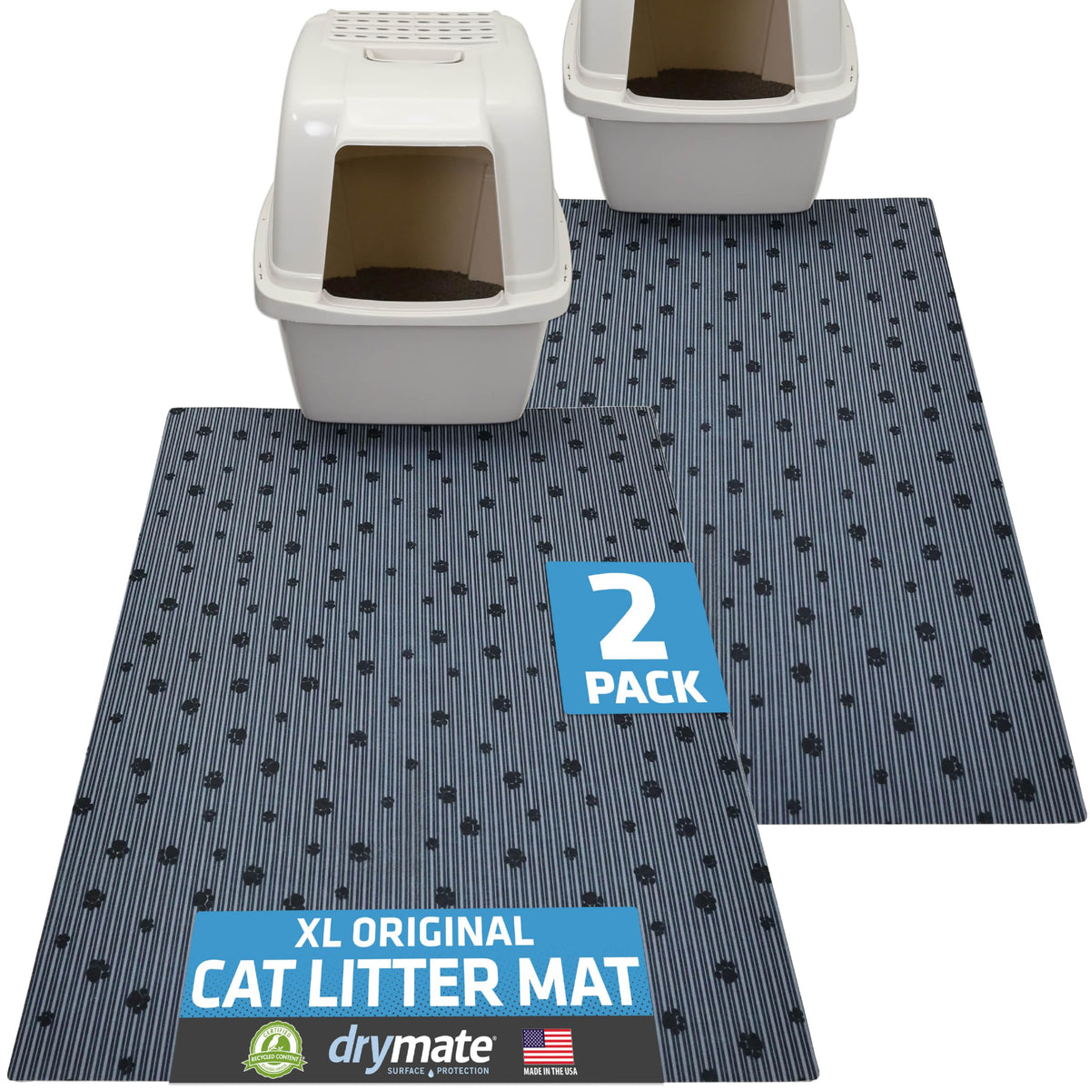 Drymate cat litter mat traps litter to keep floors clean and dry
