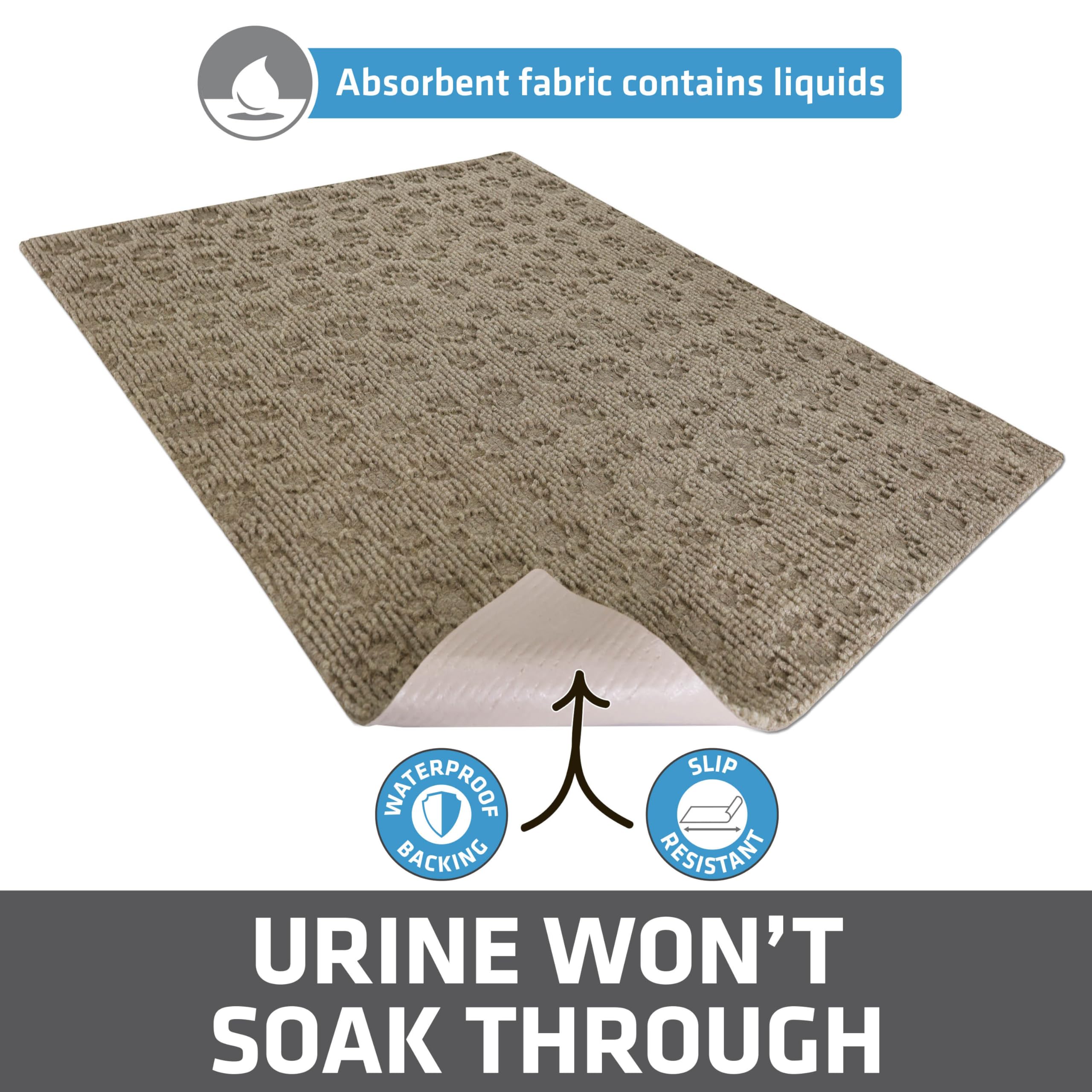 Drymate mat waterproof backing prevents urine seepage and protects the surface beneath