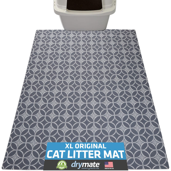 Drymate cat litter mat indigo grey front view reduces tracking and keeps floors clean.