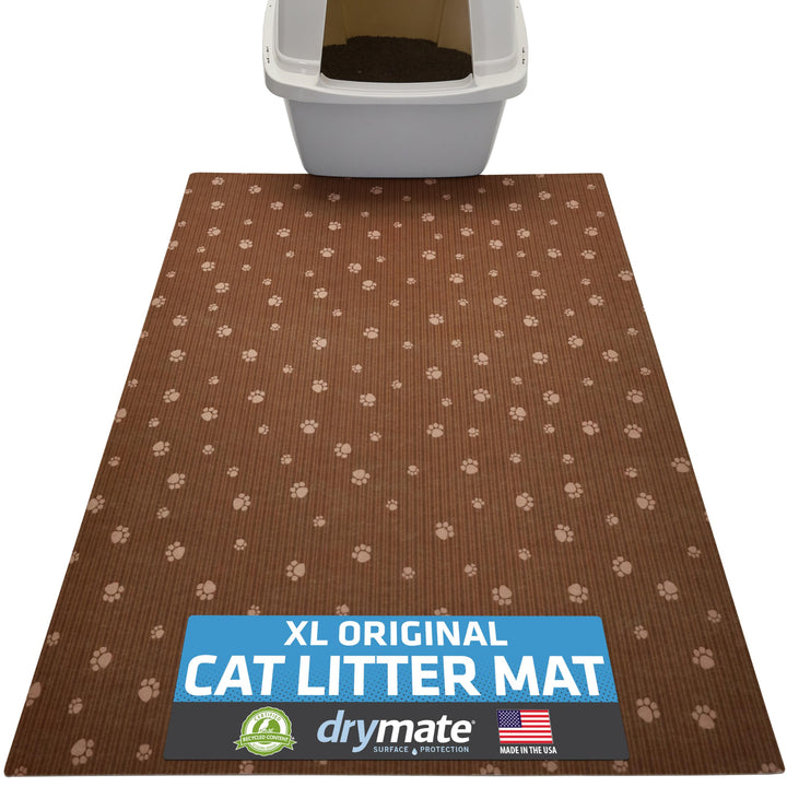 Drymate cat litter mat with litter-trapping surface captures litter and keeps floors clean.