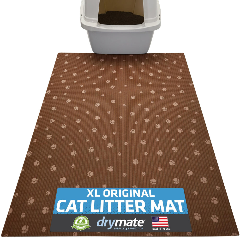 Drymate cat litter mat with litter-trapping surface captures litter and keeps floors clean.