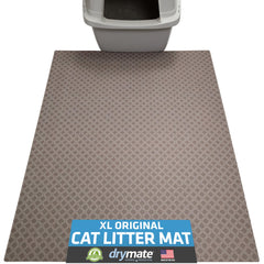Drymate cat litter mat with litter-trapping design captures litter and reduces tracking.