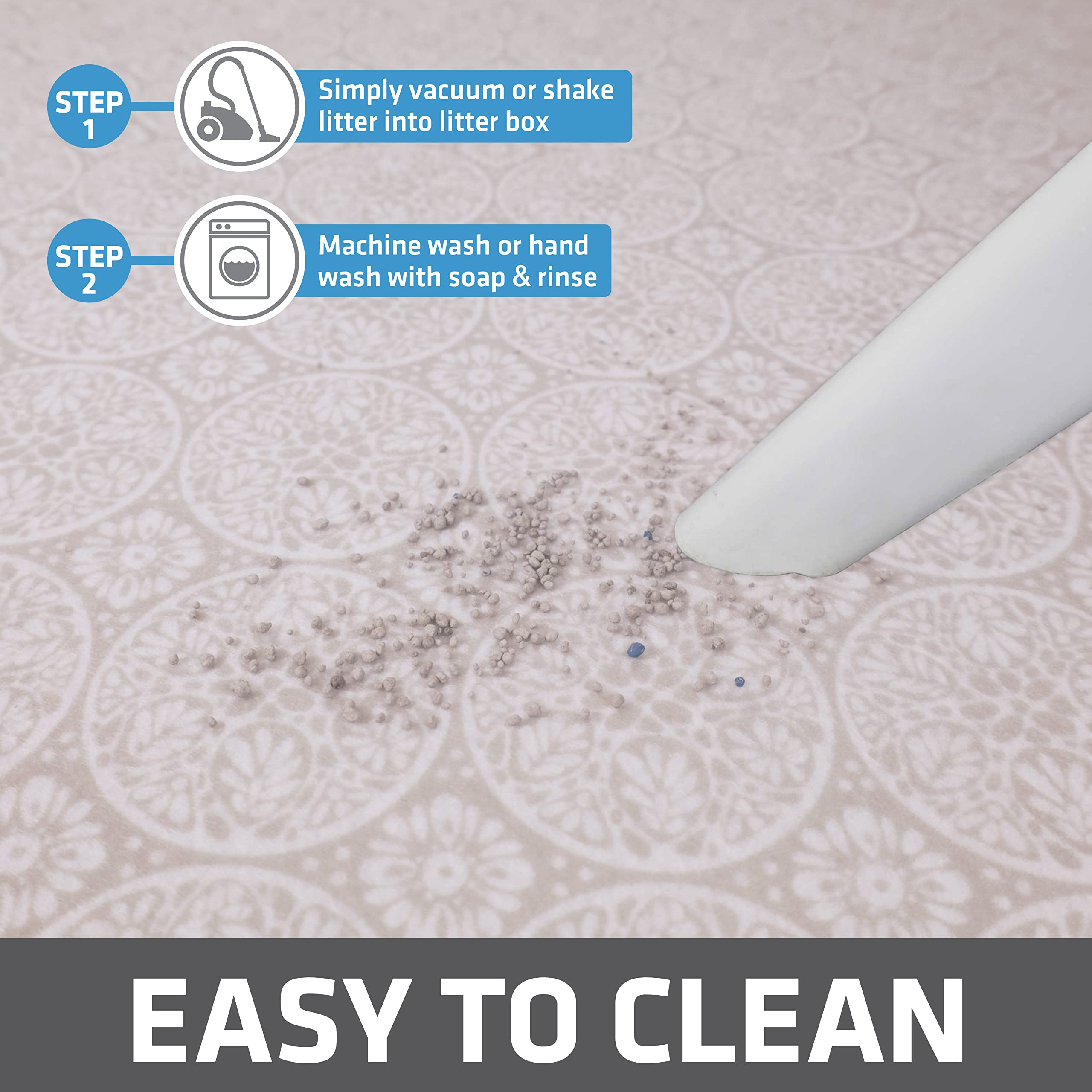 Machine washable cat litter mat for easy, quick cleaning