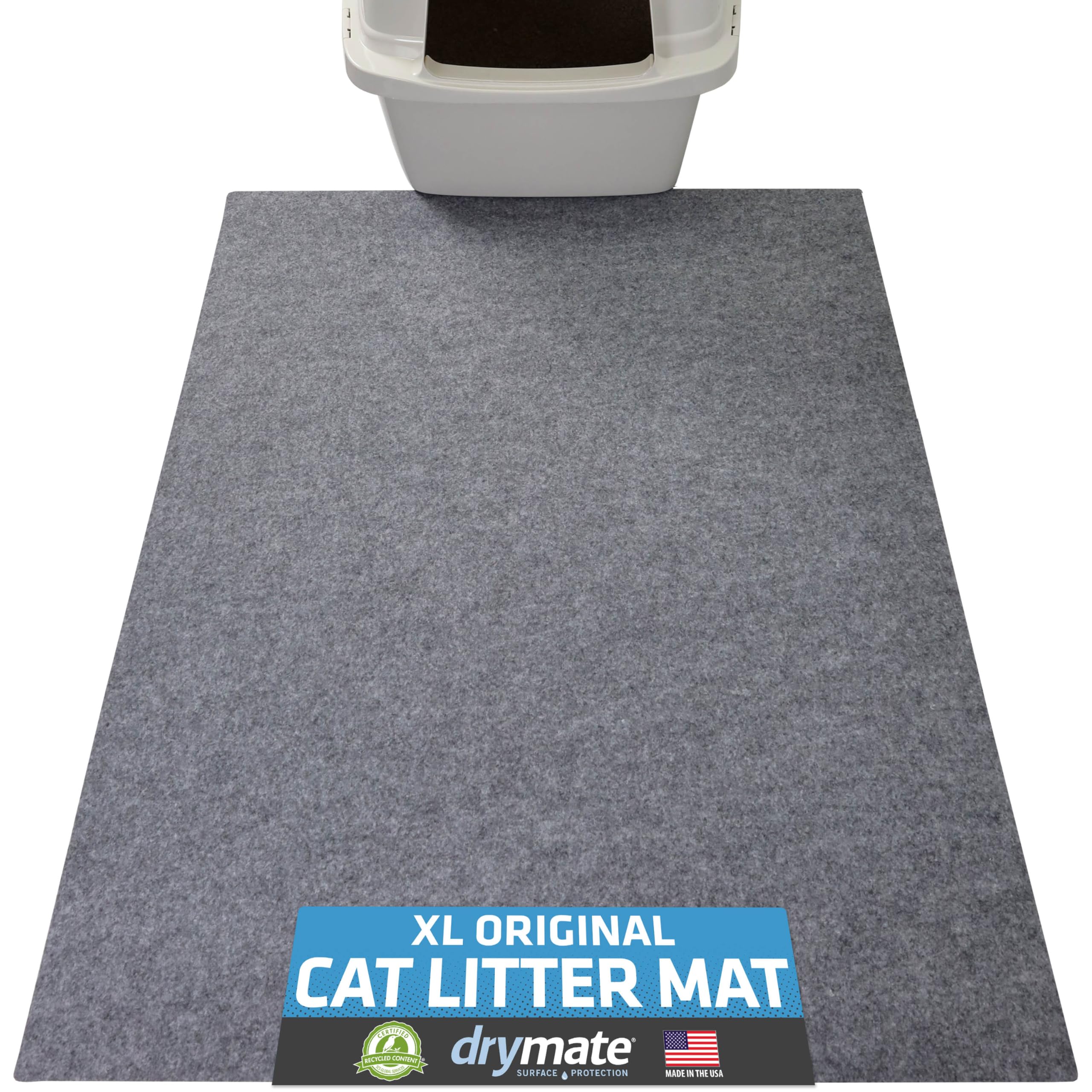 Drymate cat litter mat shows litter-trapping surface protects floors from mess.