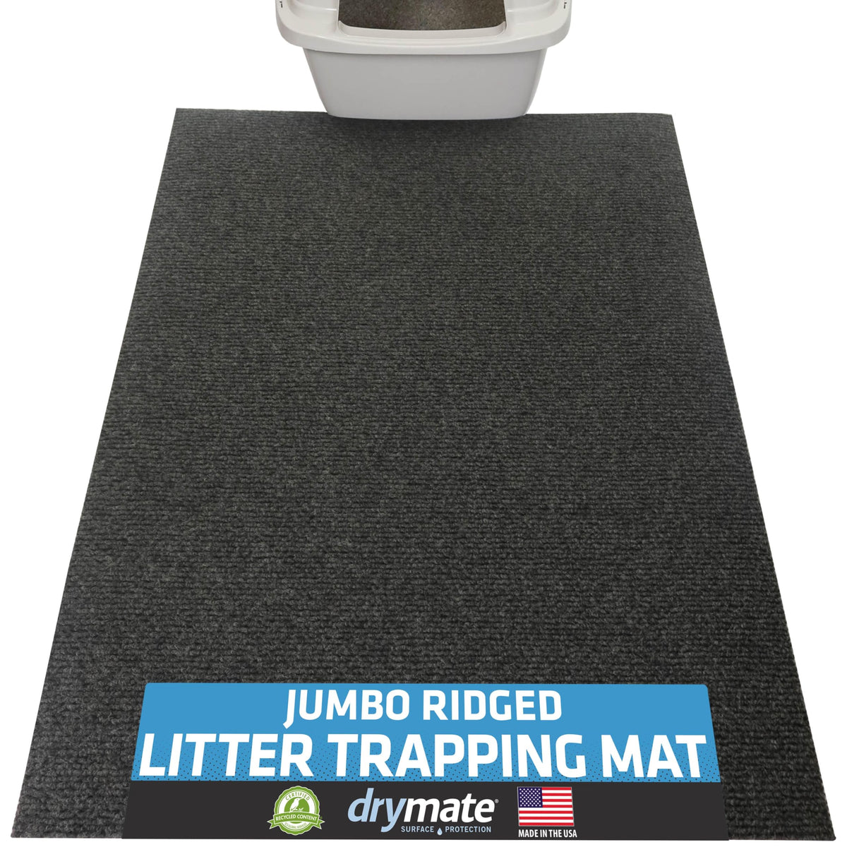 Drymate Cat Litter Mat traps litter to protect floors.